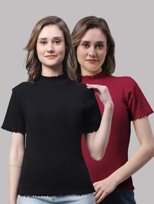 pack of solid mock neck tops - 19989826 - Standard Image - 0