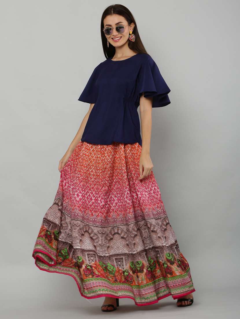 multi colored printed top and skirt co-ord set - 19990289 - Zoom Image - 0