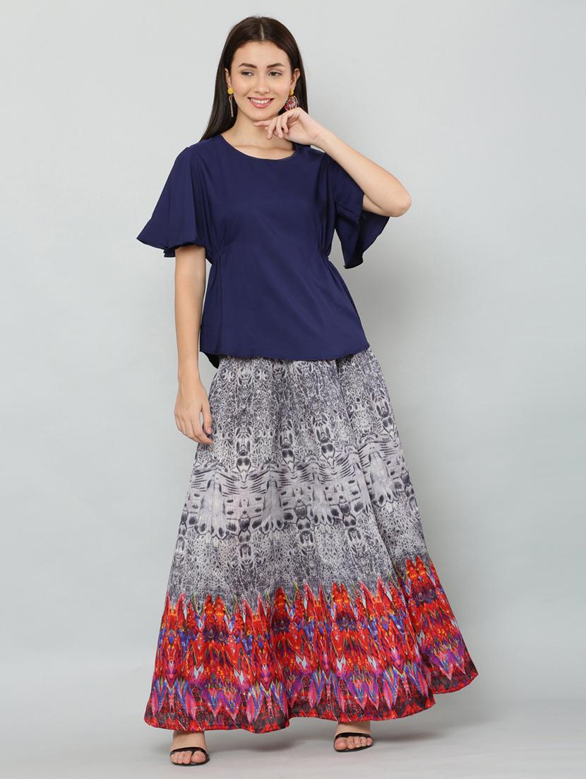 multi colored printed top and skirt co-ord set - 19990290 -  Zoom Image - 0