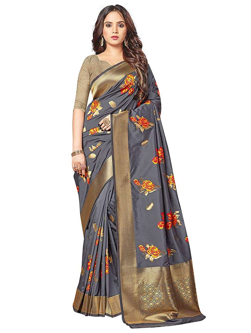 women floral bordered saree with blouse