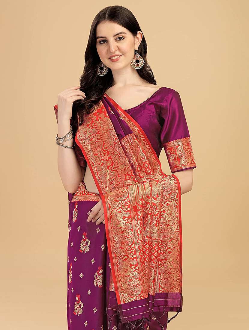 women's banarasi saree with blouse - 19991989 - Standard Image - 2