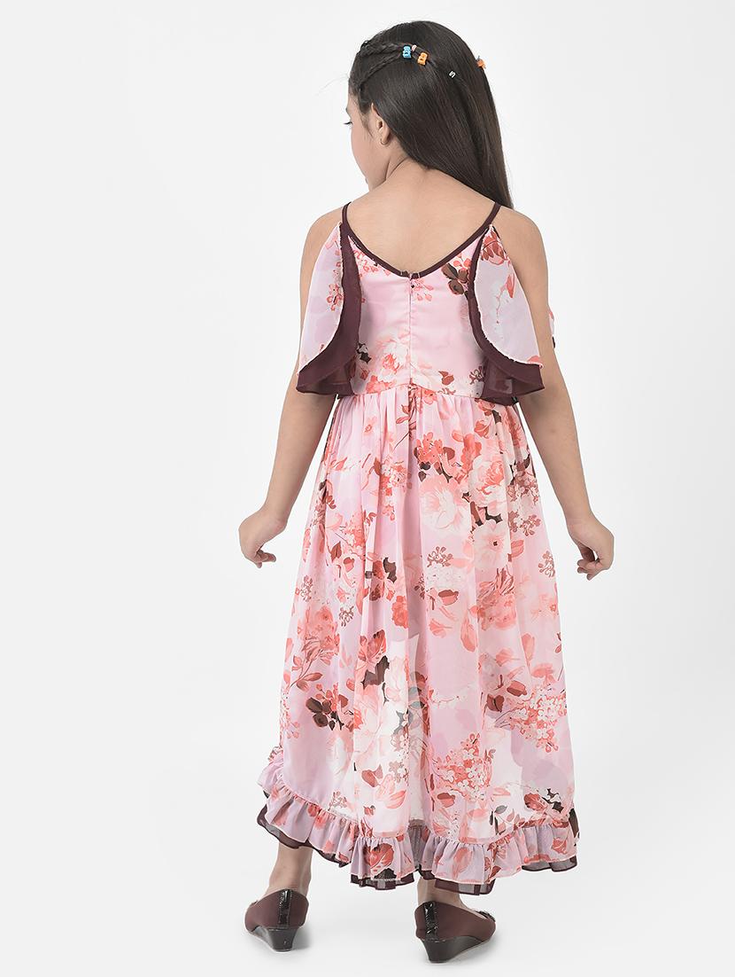 girls v neck cold shoulder frock - 19992259 - Standard Image - 2