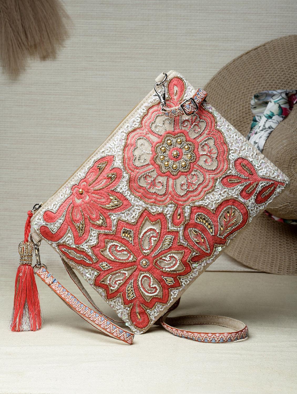 gold cotton sling bag - 19992319 -  Zoom Image - 0