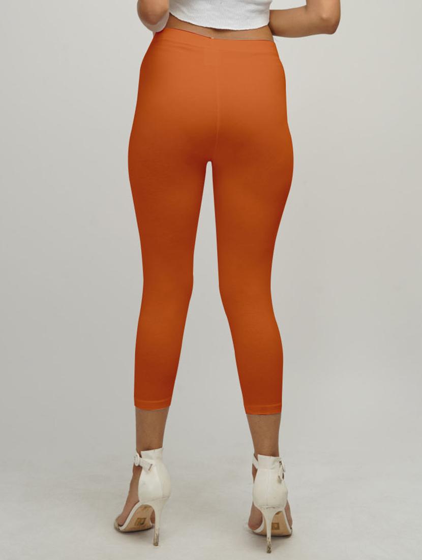 orange solid mid rise capri leggings - 19992354 - Standard Image - 2
