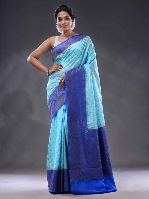 blue silk saree with blouse - 19992943 -  Standard Image - 0