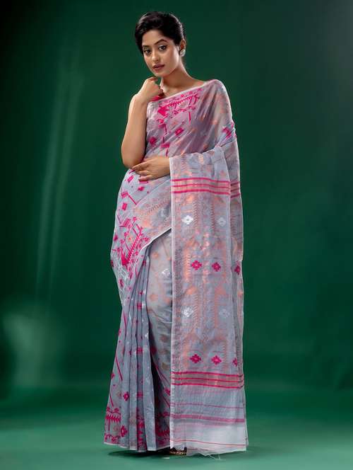 women's self design grey colored saree with blouse - 19993185 -  Standard Image - 0
