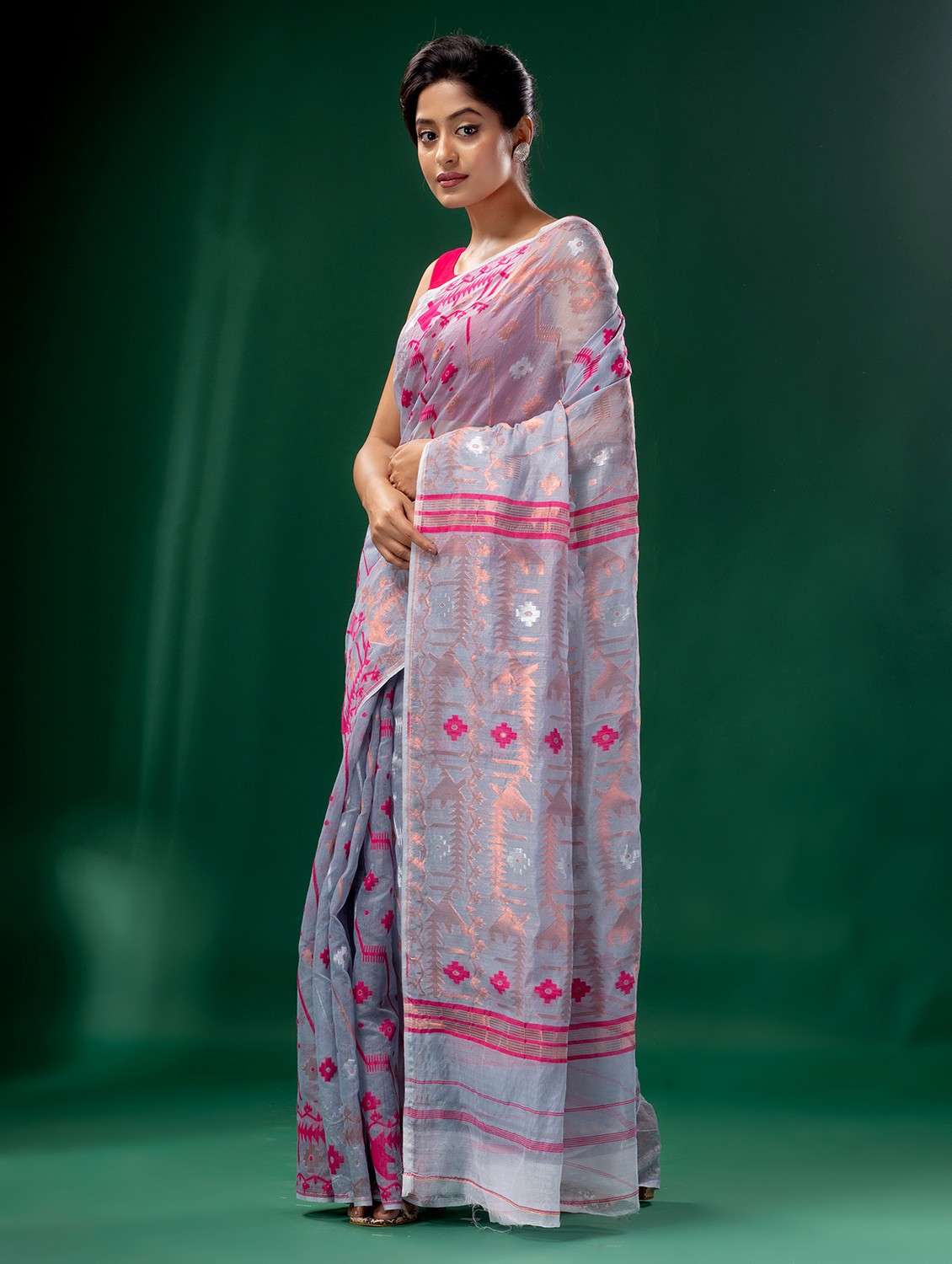 women's self design grey colored saree with blouse - 19993185 -  Standard Image - 2