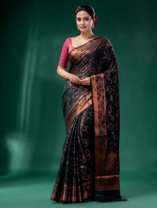 women's self design green colored saree with blouse - 19993216 -  Standard Image - 0