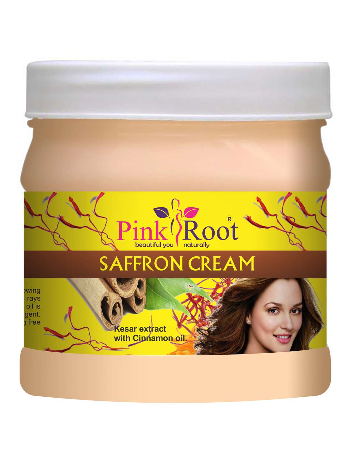 pinkroot saffron cream kesar extract with vitamin e oil (500 ml)with turmeric for tan removal and skin brightning