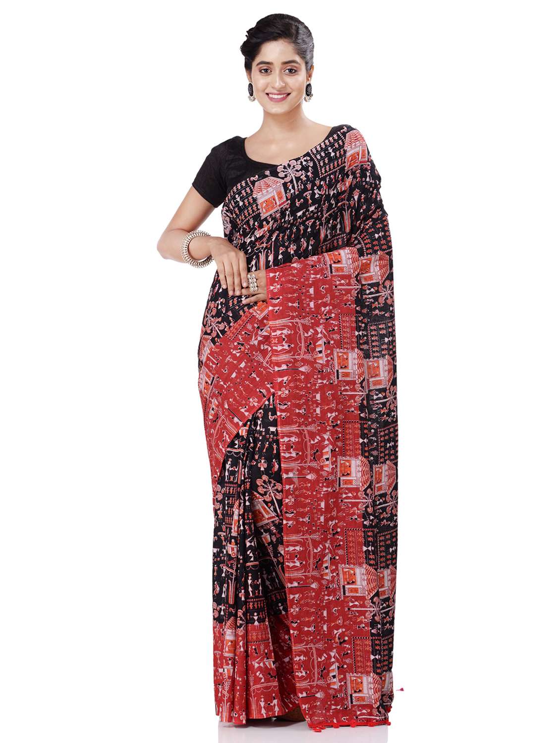 women's printed black colored saree