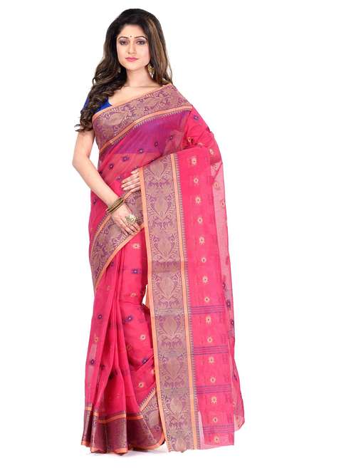 Women's Self Design Pink Colored Saree