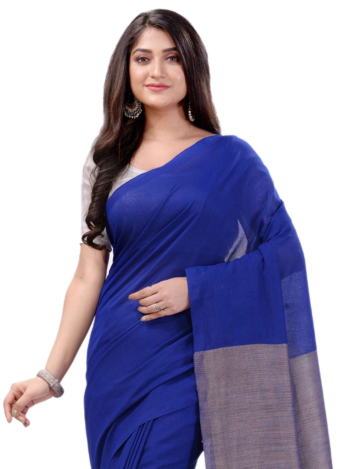 women's solid royal blue colored saree - 19994440 -  Standard Image - 2