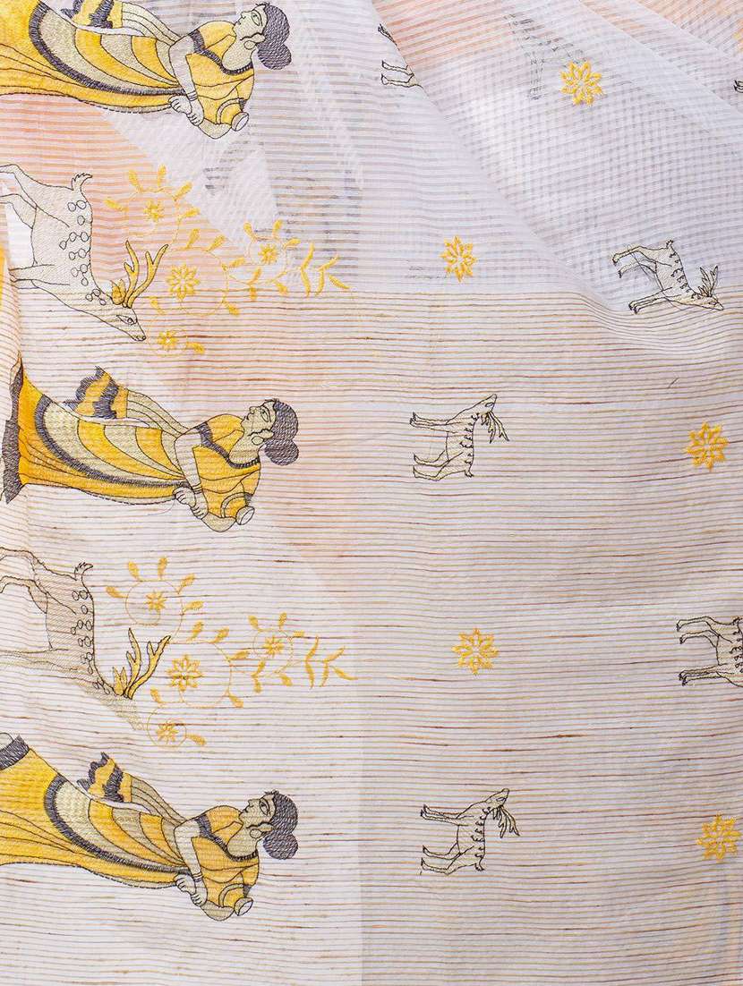 women's printed white colored saree with blouse - 19994457 -  Standard Image - 2