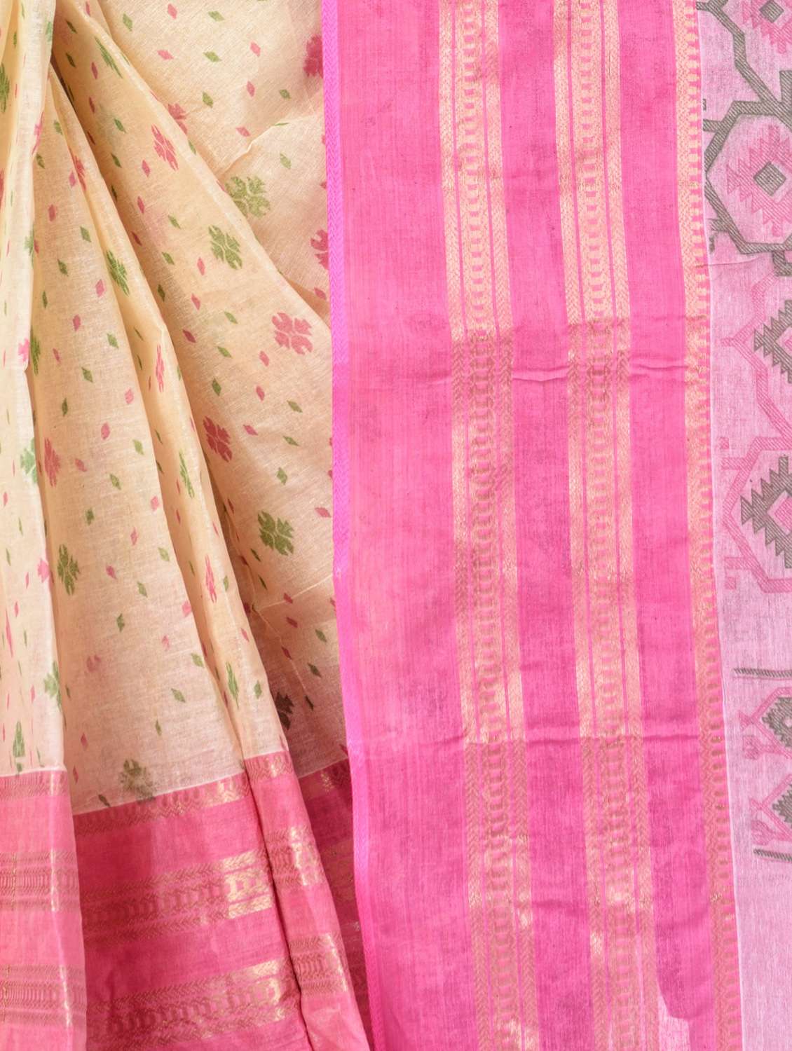 women's printed cream colored saree - 19994466 -  Standard Image - 2