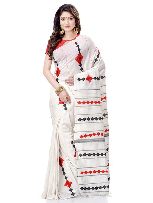 women's self design white colored saree with blouse - 19994473 -  Standard Image - 0
