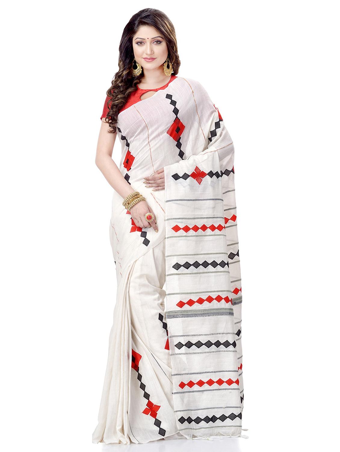 women's self design white colored saree with blouse - 19994473 -  Zoom Image - 0