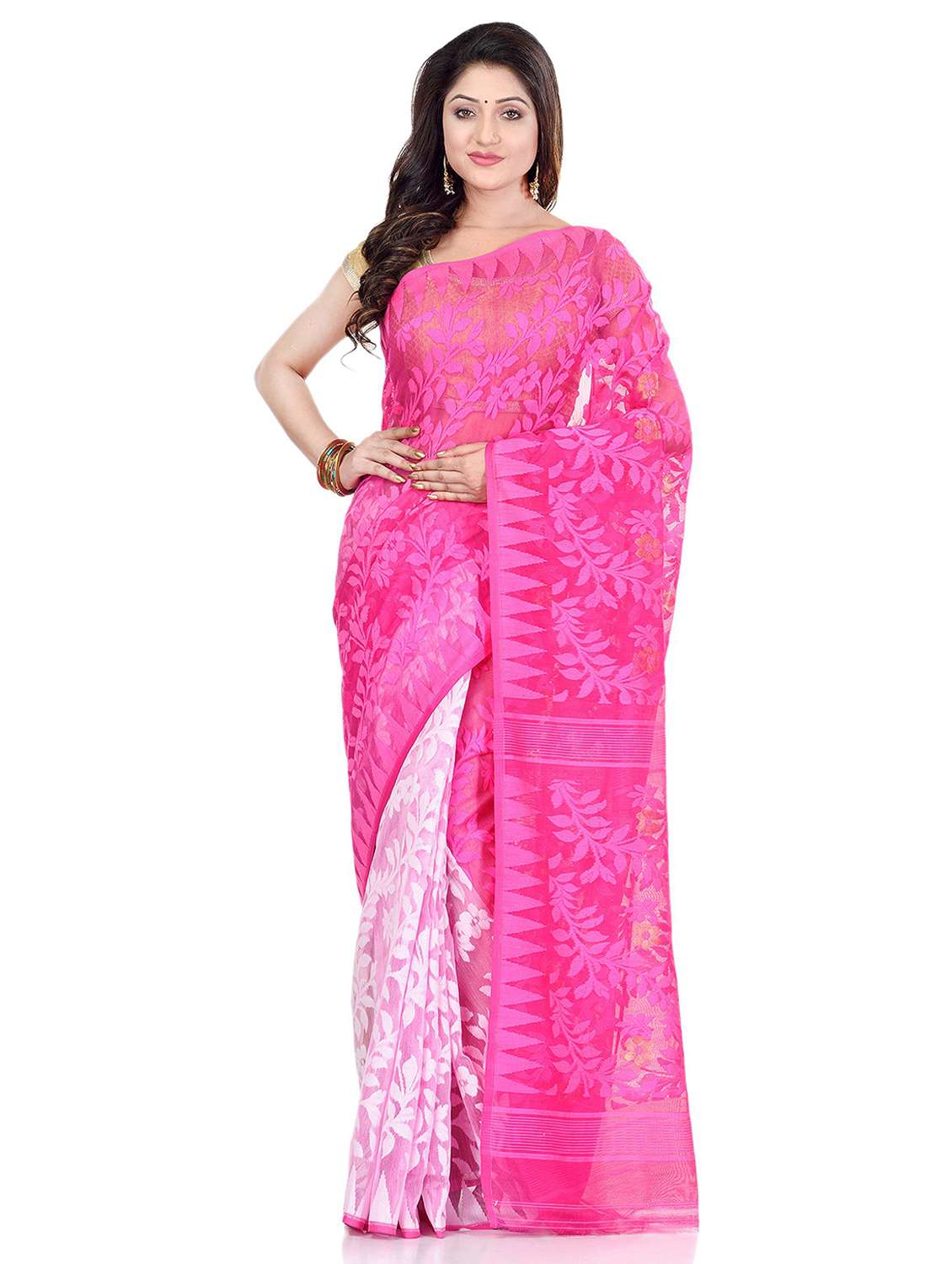 women's printed pink colored saree - 19994478 - Zoom Image - 0