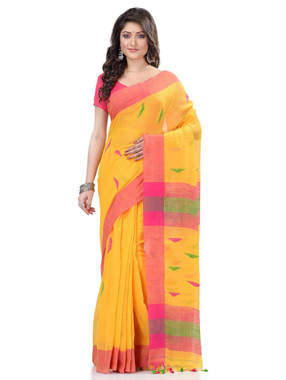 women's self design mellow yellow colored saree with blouse - 19994485 - Zoom Image - 0