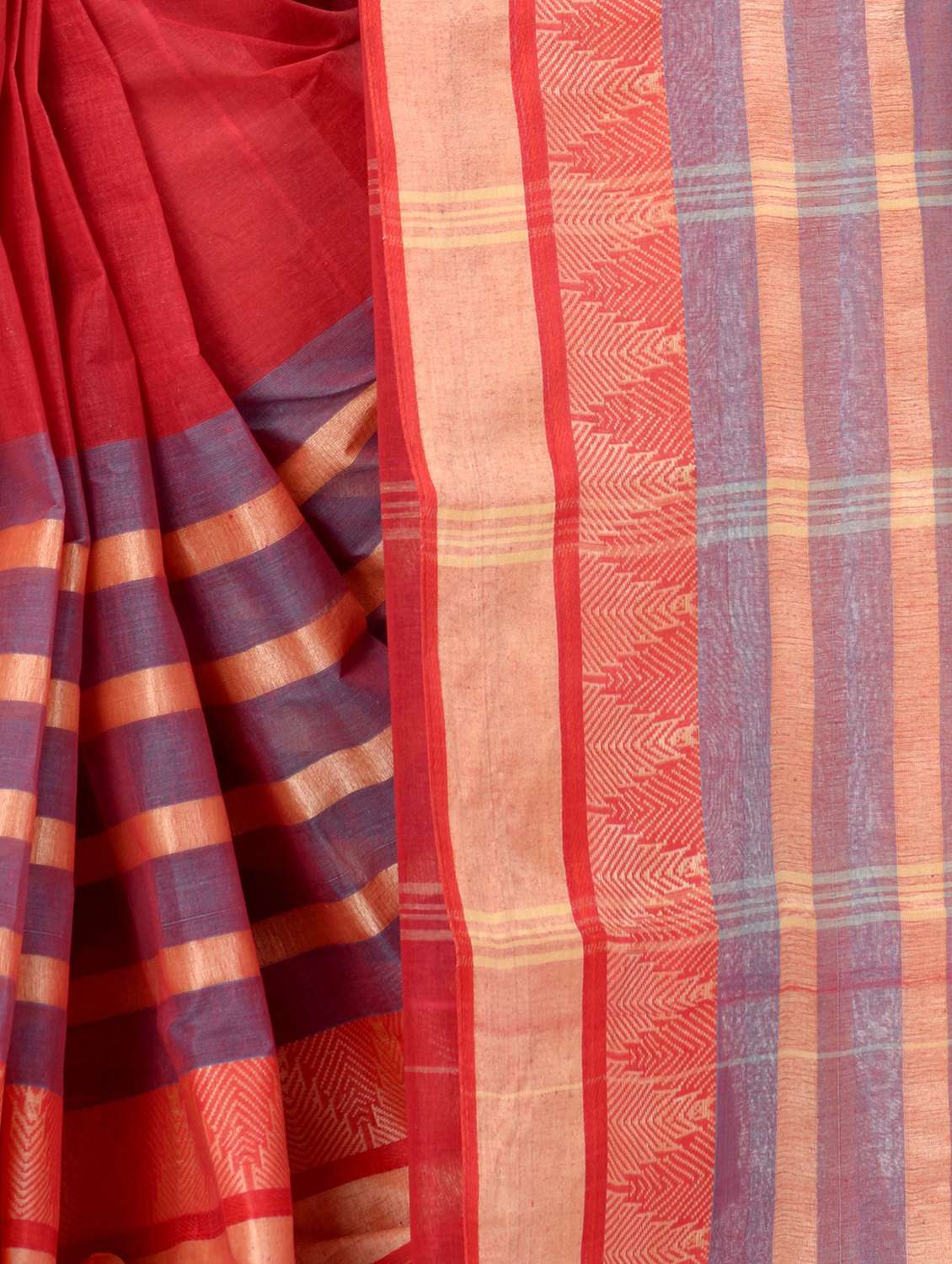women's stripes red colored saree - 19994556 - Standard Image - 2