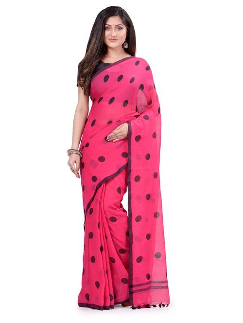 women's polka dots pink colored saree - 19994583 -  Standard Image - 0
