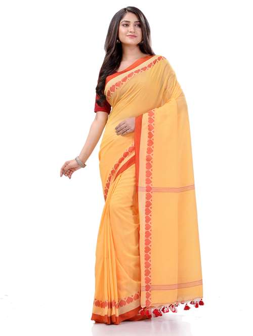 women's printed yellow colored saree with blouse - 19994588 -  Standard Image - 0