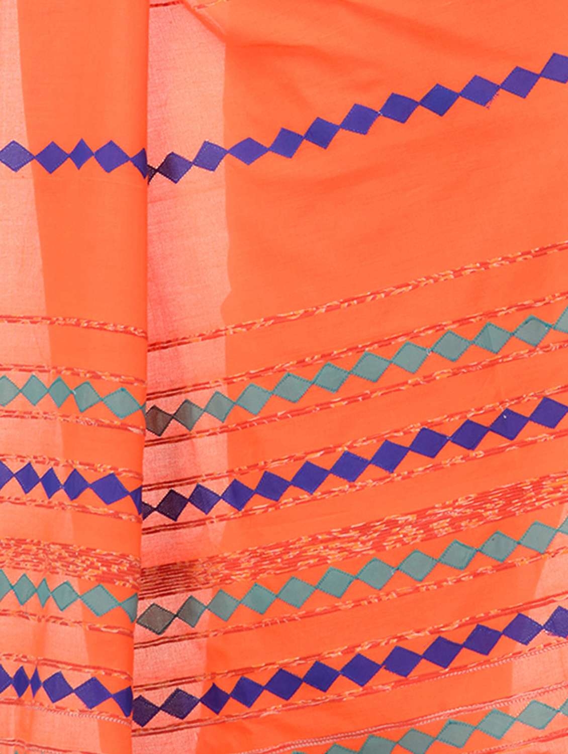 women's stripes orange colored saree with blouse - 19994592 - Standard Image - 2