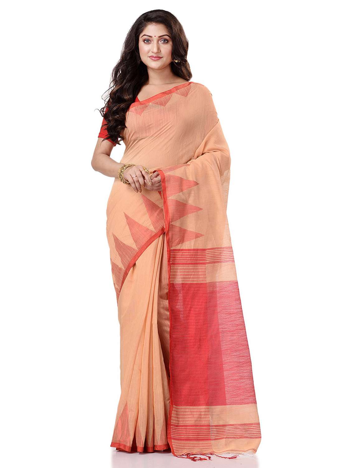 women's self design pink colored saree with blouse
