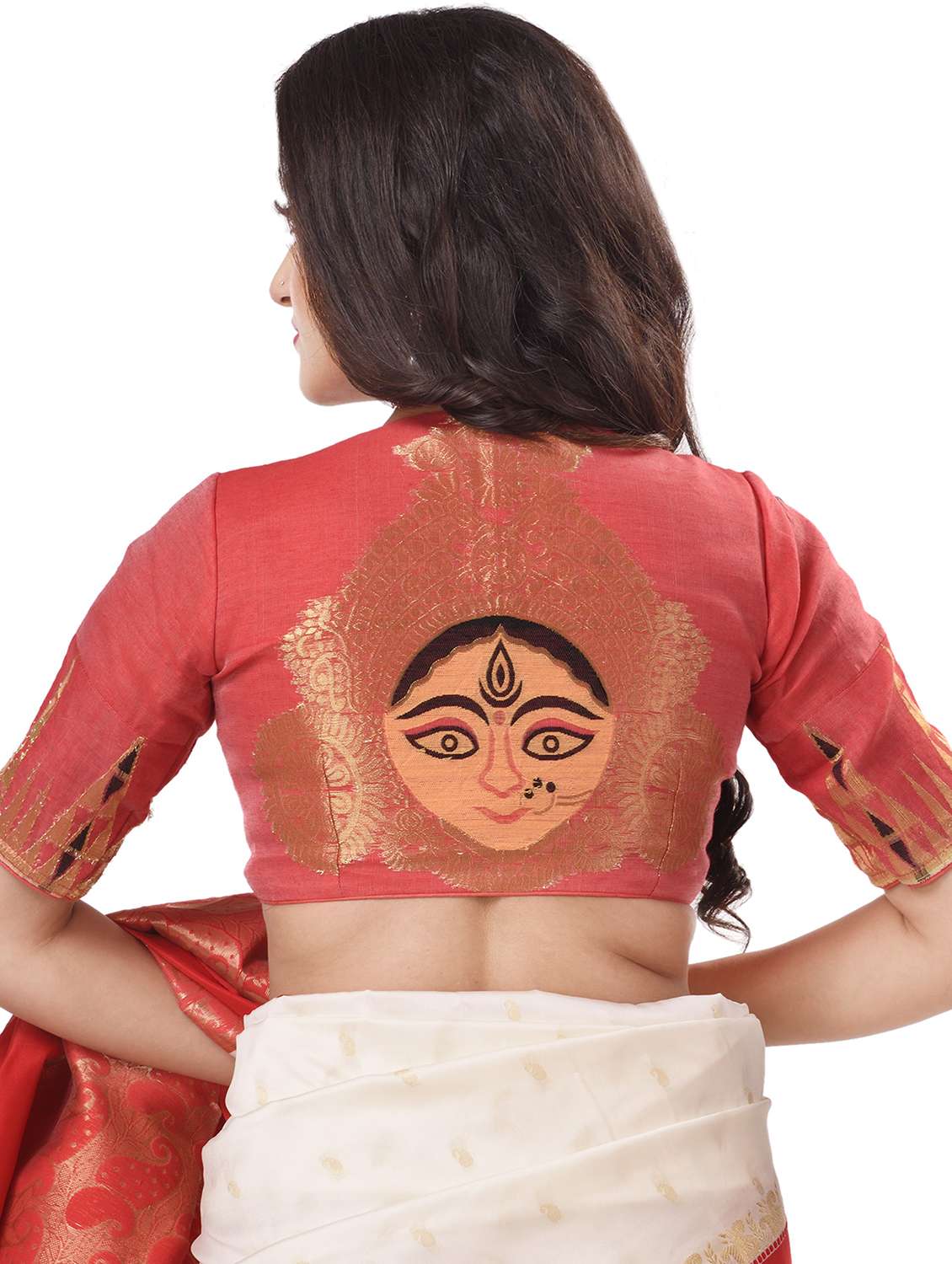 white handloom saree with blouse - 19994618 -  Standard Image - 2