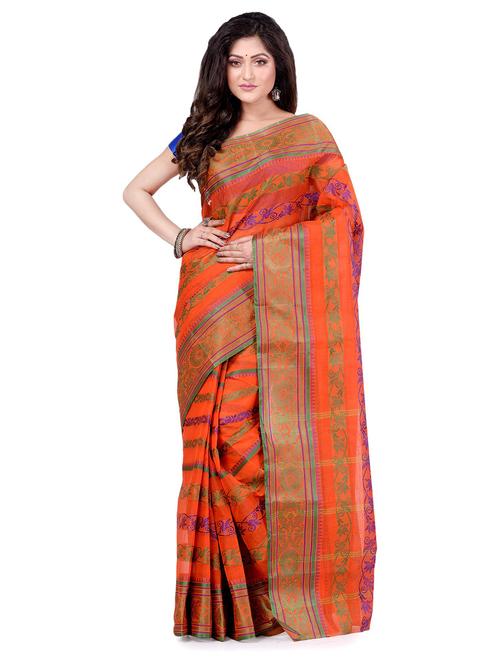 women's stripes orange colored saree - 19994630 - Standard Image - 0