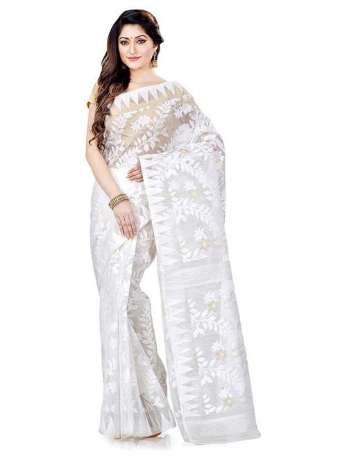 women's floral white colored saree - 19994649 - Standard Image - 0