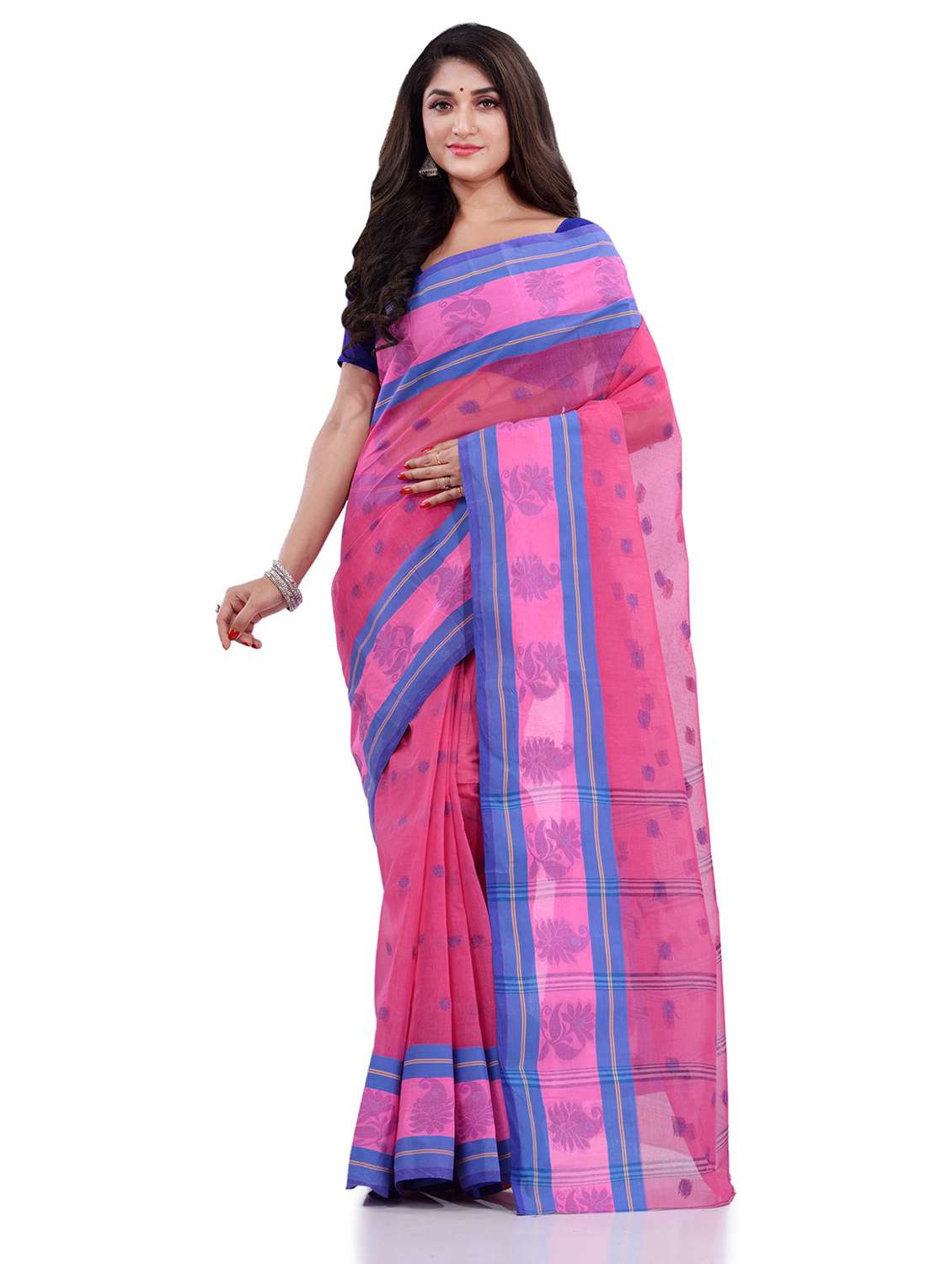 women's self design pink colored saree