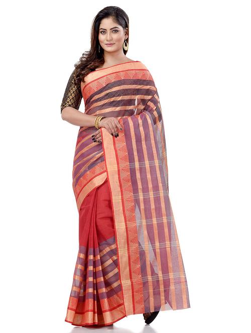 women's bordered red colored saree - 19994693 - Standard Image - 0