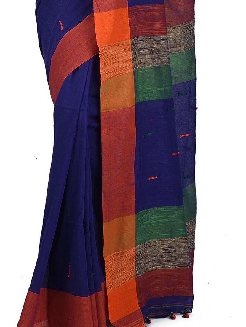 women's self design navy blue colored saree with blouse - 19994699 - Standard Image - 2