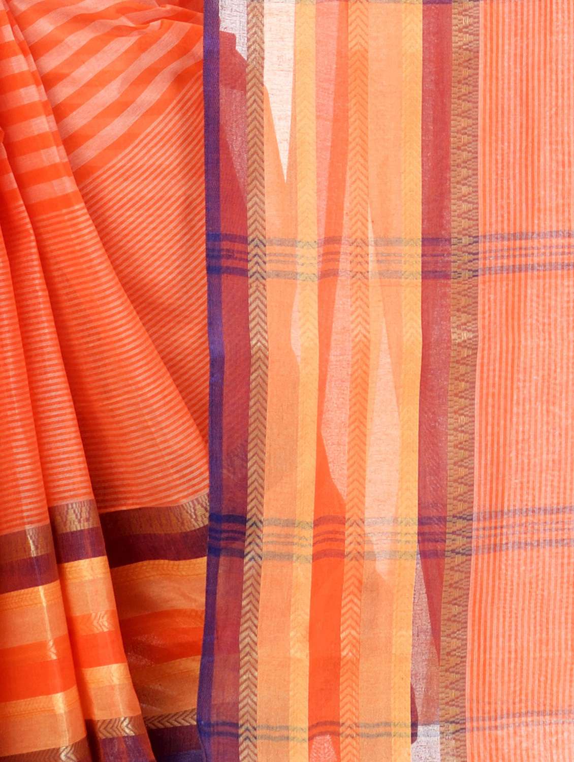 women's stripes orange colored saree - 19994736 -  Standard Image - 2