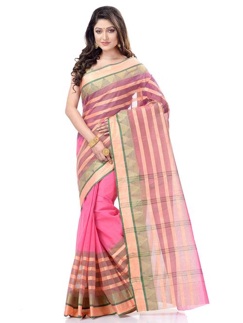 women's bordered pink colored saree - 19994756 - Standard Image - 0
