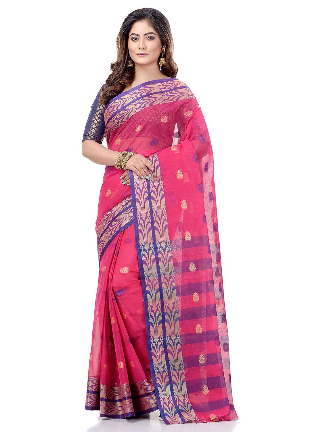 women's self design pink colored saree