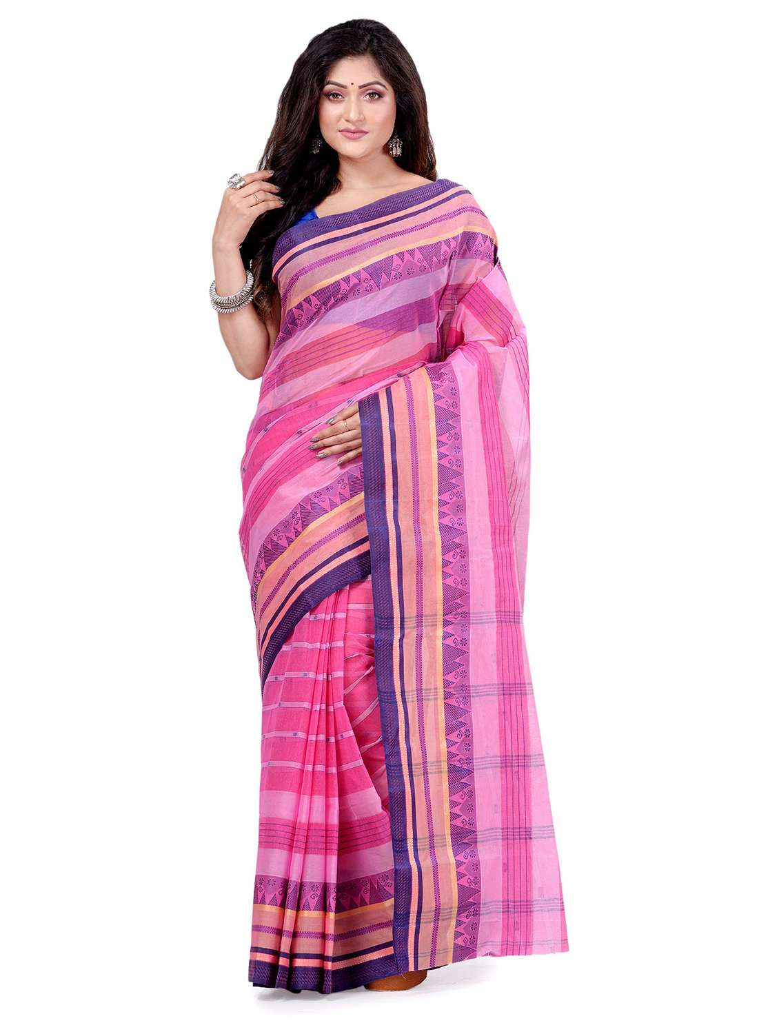pink cotton tant saree
