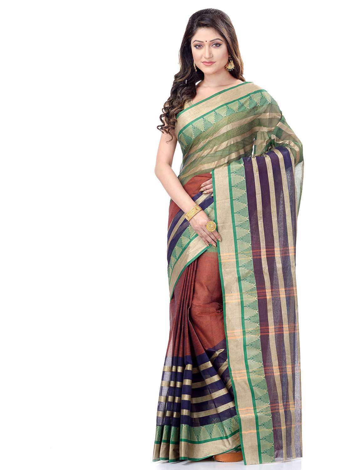 women's stripes multi colored saree
