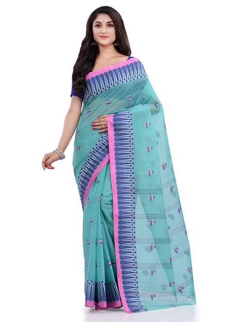 women's self design blue colored saree