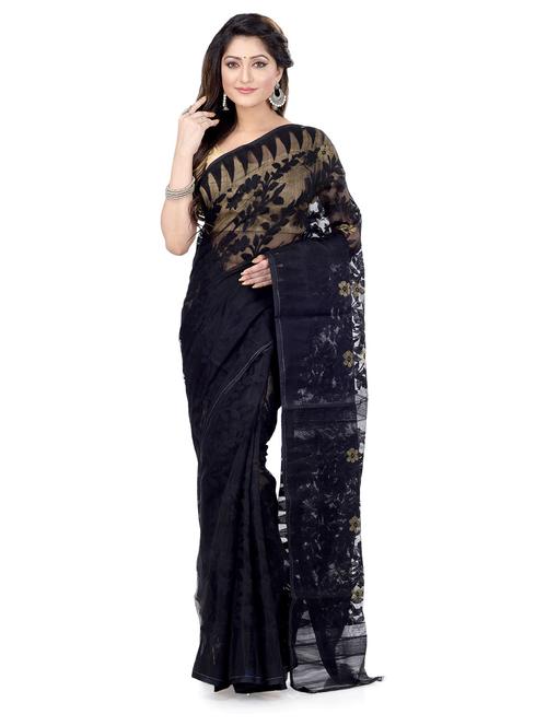women's self design black colored saree - 19994875 -  Standard Image - 0