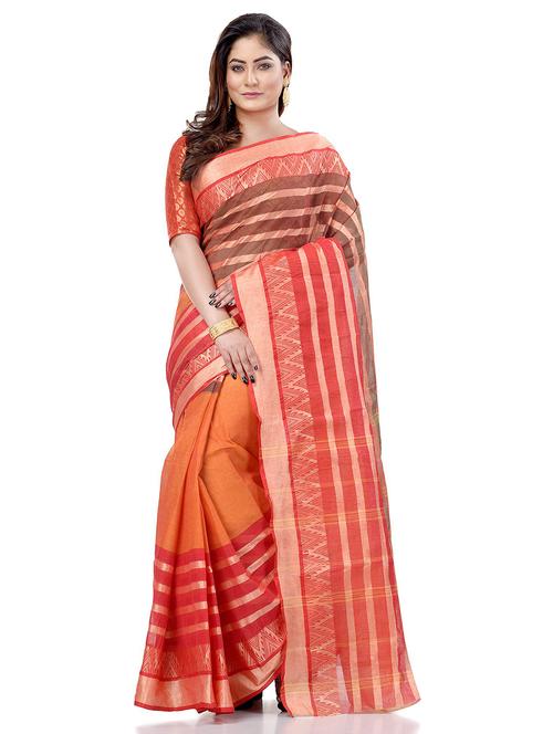 women's bordered orange colored saree - 19994911 - Standard Image - 0