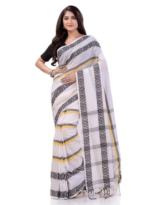 women's stripes white colored saree with blouse - 19994919 - Standard Image - 0