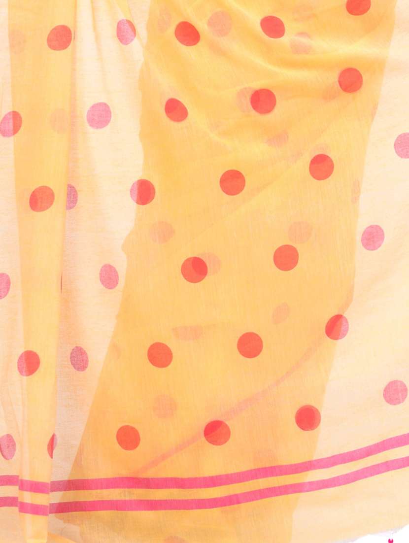 women's polka dots yellow colored saree - 19994924 - Standard Image - 2