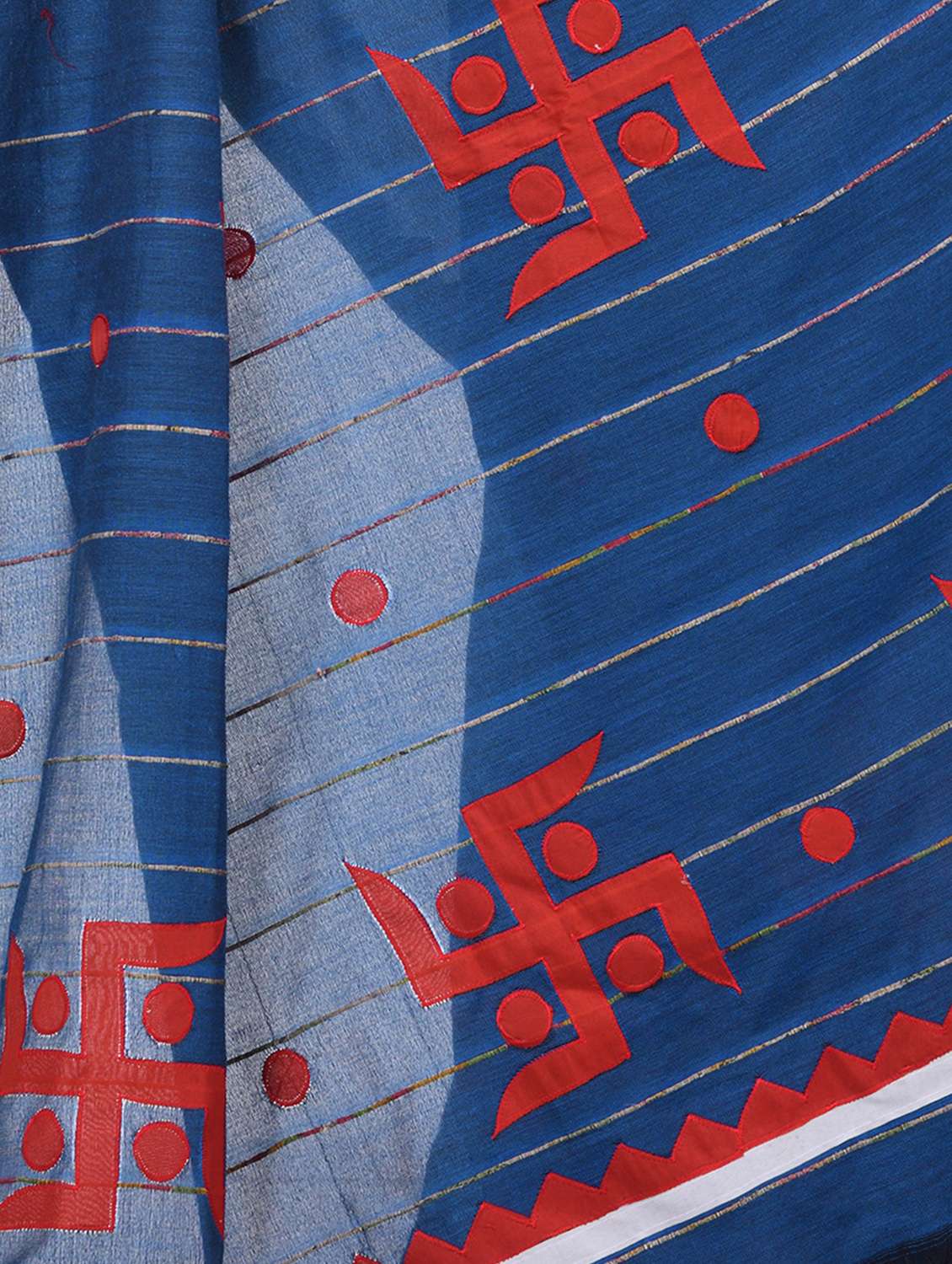 dark blue cotton handloom saree with blouse - 19994977 - Standard Image - 2