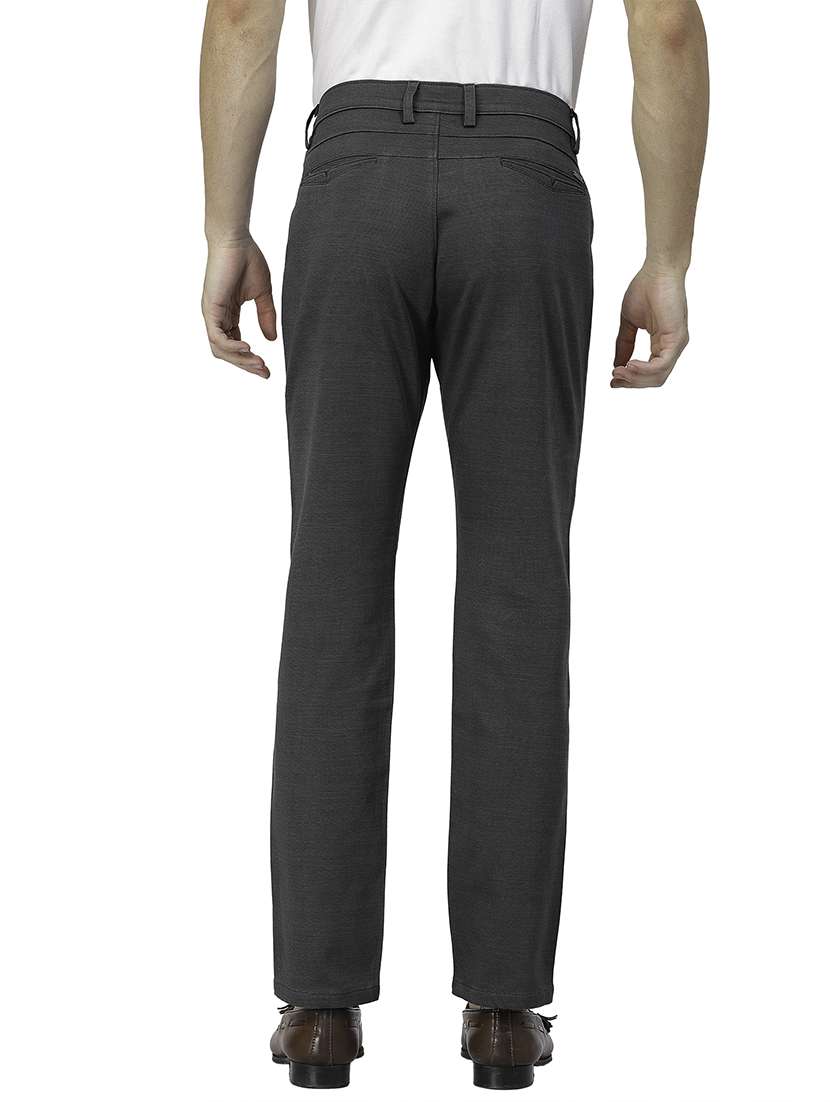 grey solid chinos flat front casual trouser - 19995351 -  Standard Image - 2