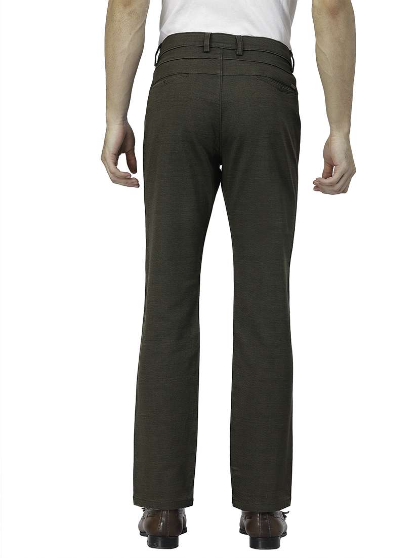 green solid chinos flat front casual trouser - 19995353 -  Standard Image - 2