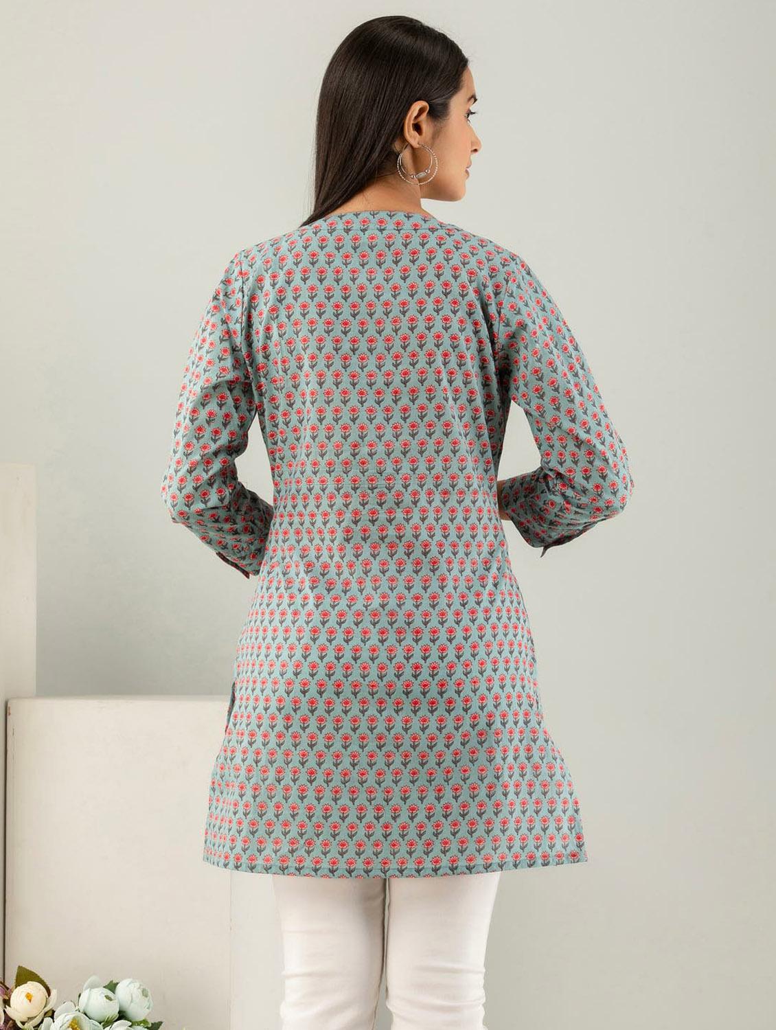 printed cotton short kurti - 19995581 - Standard Image - 2