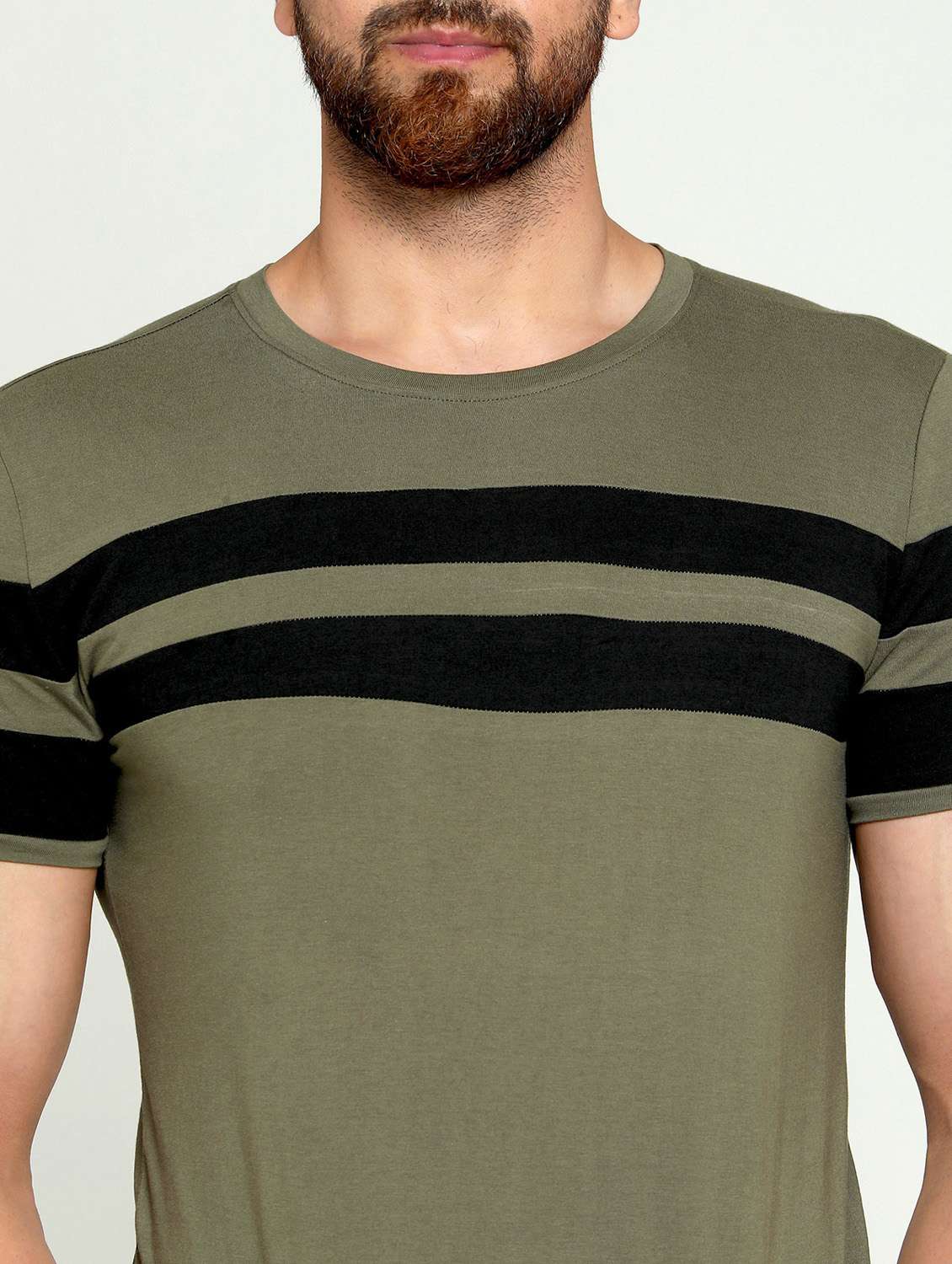 men olive slim fit cut & sew t-shirt - 19995757 -  Standard Image - 2