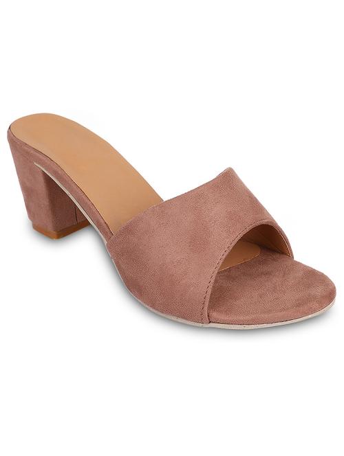 pink solid slip on block heel sandal - 19995832 -  Standard Image - 0