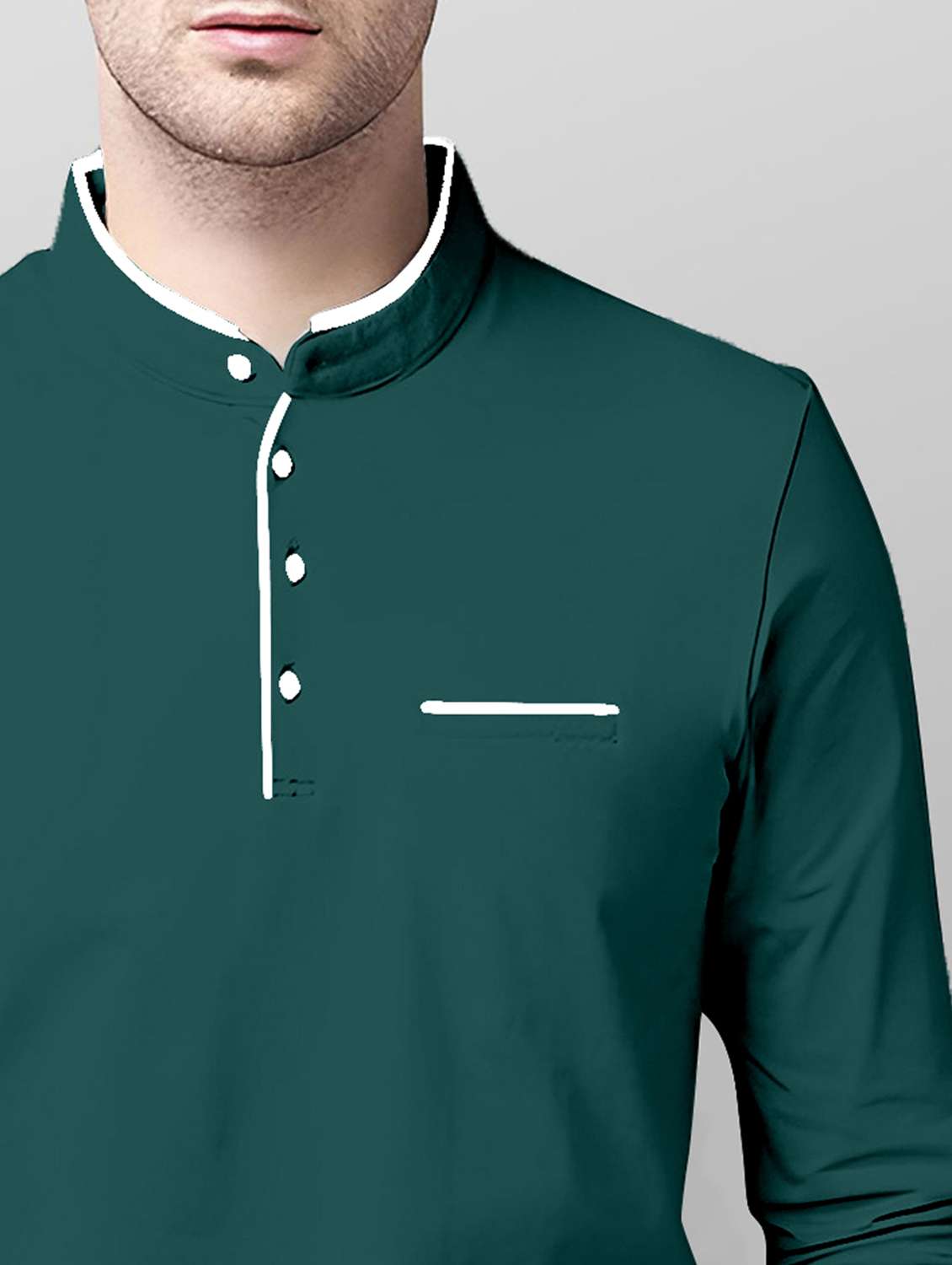 mandarin neck solid regular t-shirt - 19996195 -  Standard Image - 2